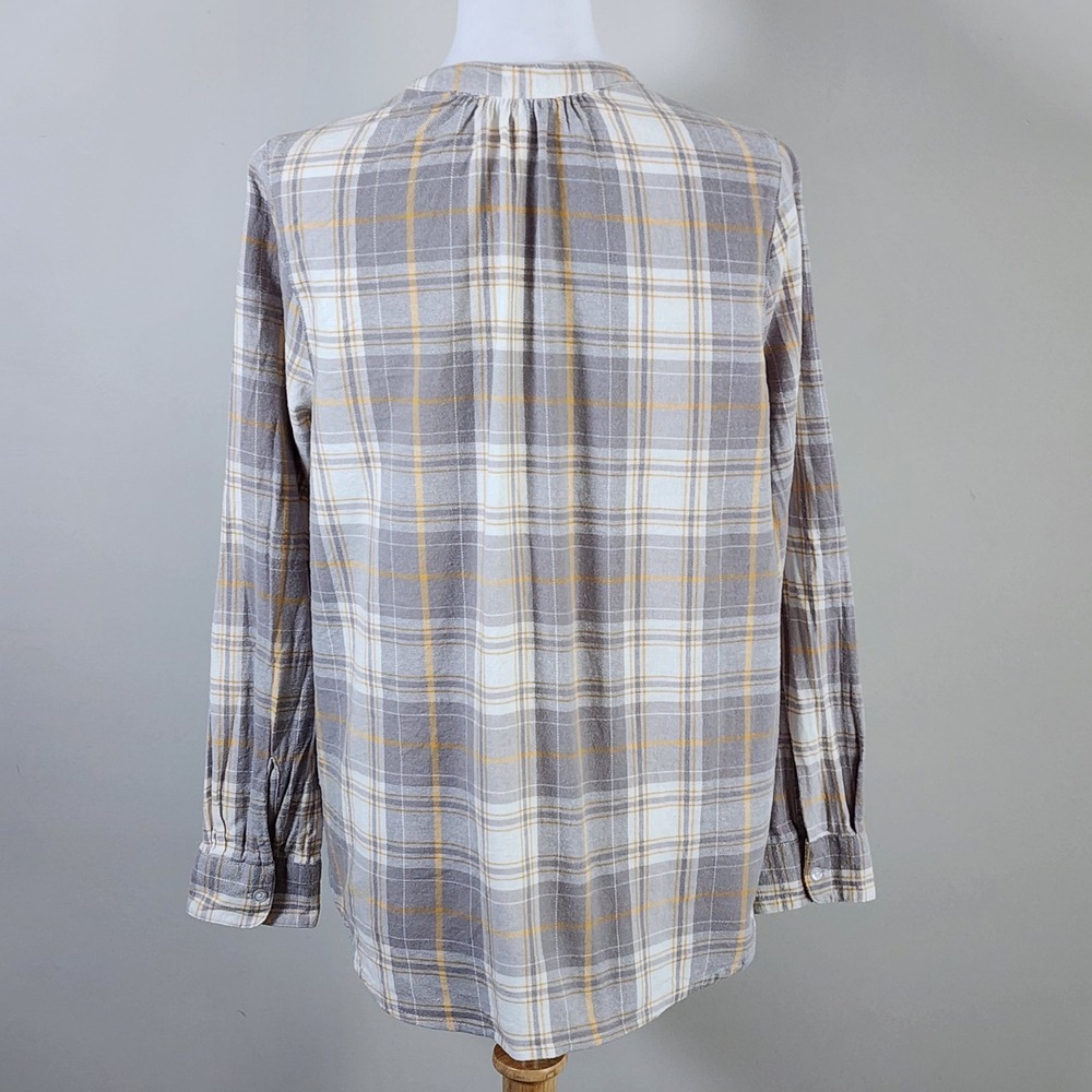 Harve Benard Plaid Button Up Womens Large Gray Ruffle Western Flannel Cottage - Picture 4 of 12